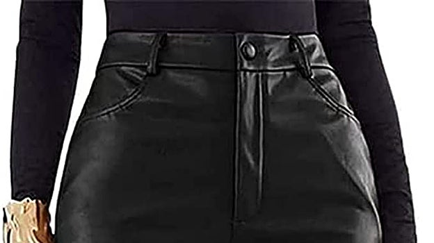 Pantalones de polipiel de cintura alta