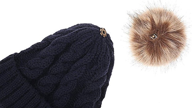 AnJuHoPa Gorro de Invierno con pompón de Piel sintética Desmontable