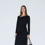 Imagen - Vestido midi cuello asimétrico