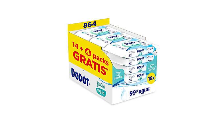 Toallitas Dodot Pure Aqua (864 unidades) con un 44% de descuento