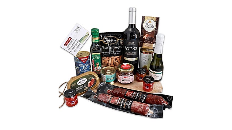Cesta de San Valentín gourmet