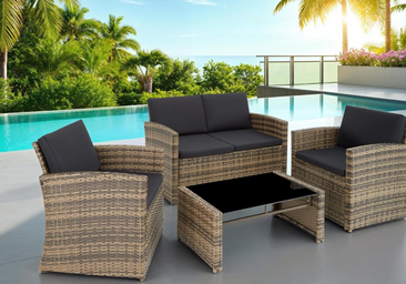 Mesa con cristal y cojines desenfundables: Tectake rebaja 40 euros su salón de jardín en Amazon