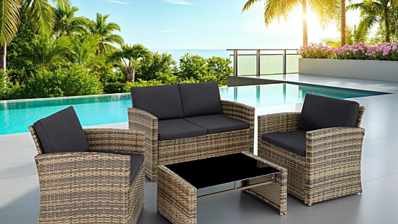 Mesa con cristal y cojines desenfundables: el salón de jardín de Tectake baja a precio de chollo