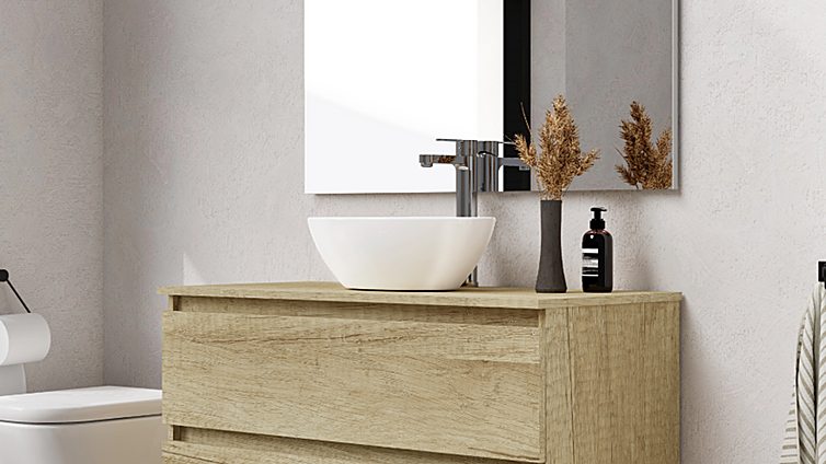 Descuentos de marzo de Leroy Merlin: renueva tu baño con este elegante mueble con lavabo y espejo, y ahorra más de 200€