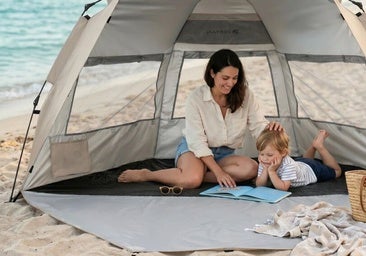 Carpa emergente con anti-UV, ventilación de malla y apertura de un toque: sombra para tres