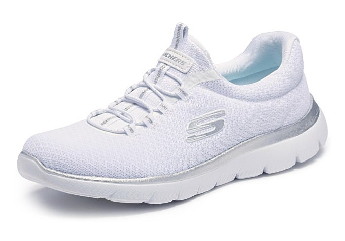apatillas Skechers Summits 12980 en blanco con detalles plateados
