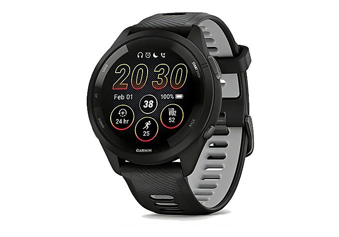 eloj deportivo Garmin Forerunner 265 en color negro con pantalla AMOLED