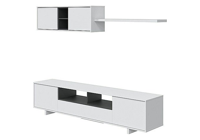 onjunto de mueble de salón Belus en blanco brillo y gris antracita