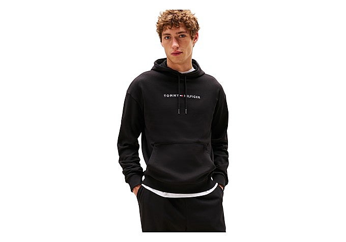 udadera con capucha negra de Tommy Hilfiger para hombre