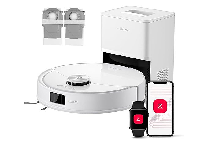 obot aspirador Roborock Q10 S5+ en blanco con su base