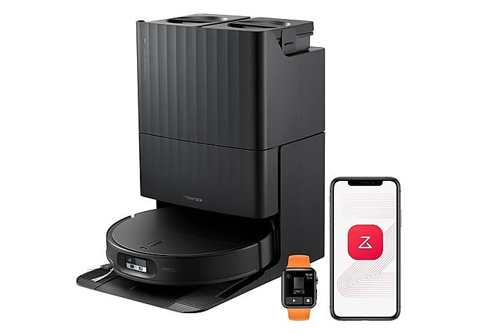 obot aspirador Roborock Qrevo Edge 2 en negro con su base