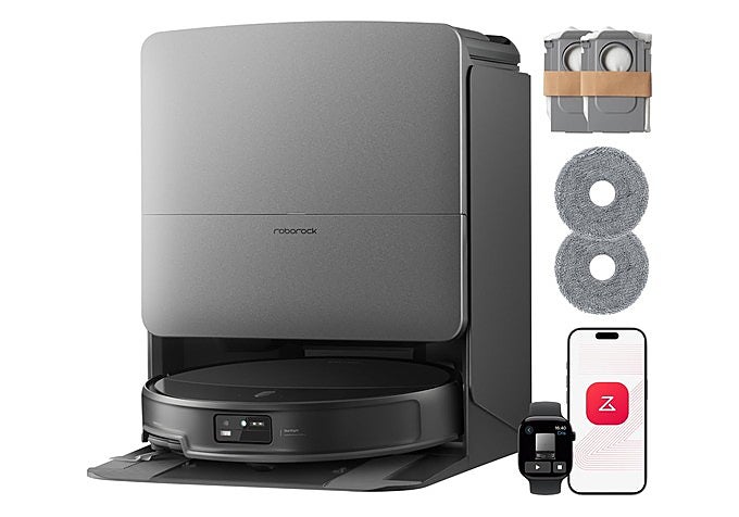 obot aspirador Roborock Saros 20 en negro con su base
