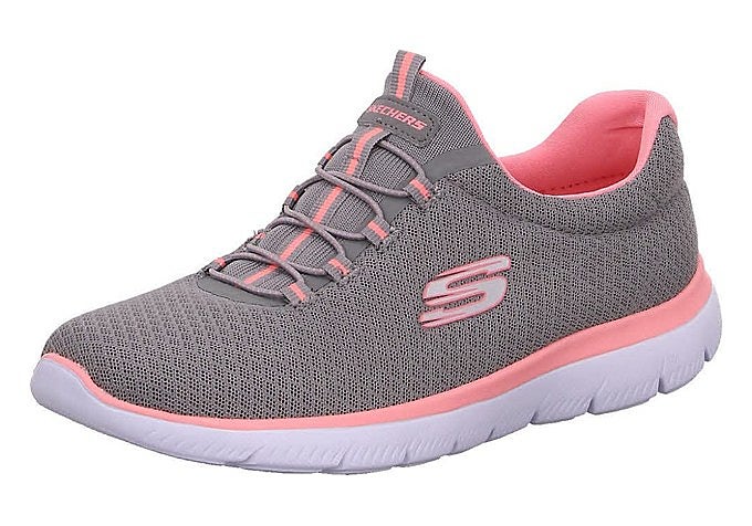 apatillas Skechers Summits de mujer en gris con detalles rosas