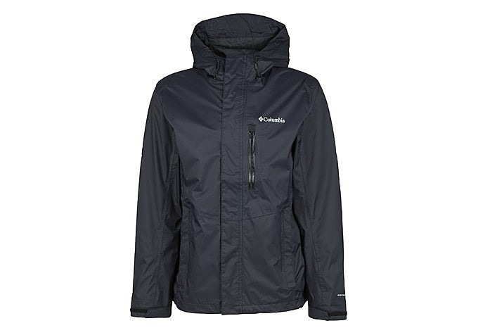 Chaqueta impermeable Columbia Pouring Adventure III de hombre en negro con capucha