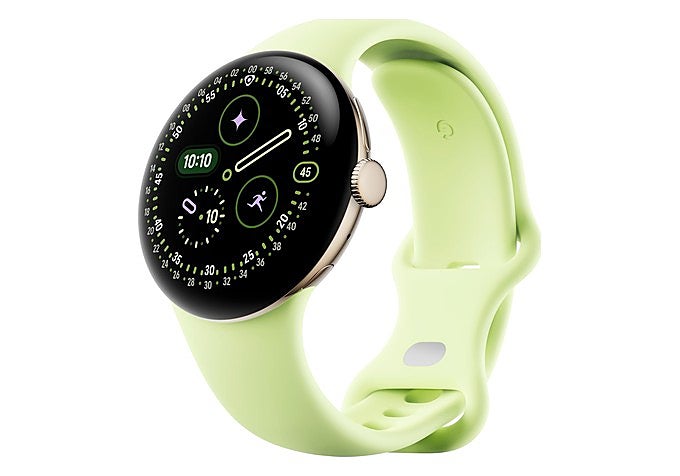 Reloj Google Pixel Watch 4 de 41 mm con caja dorada y correa verde lima