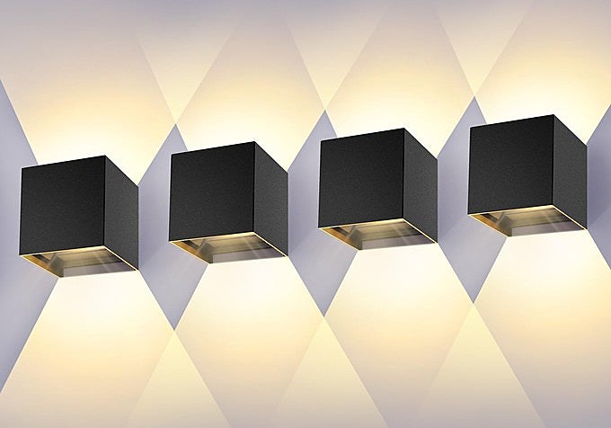 Apliques LED de pared en aluminio negro con luz cálida