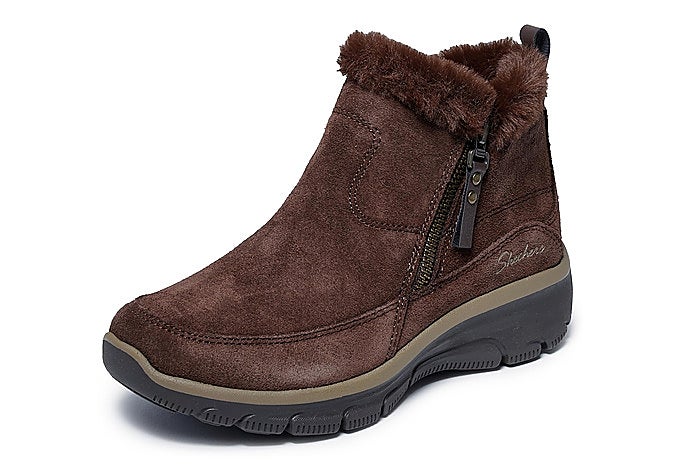 Botines de gamuza color chocolate Skechers Easy Going Cool Zip
