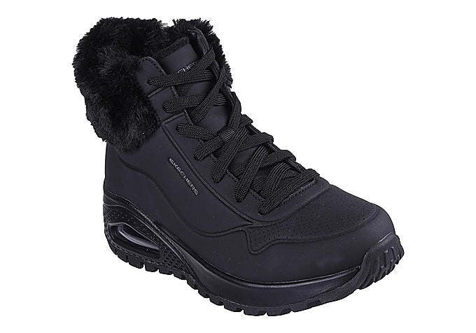 Botas deportivas negras Skechers Uno Rugged Fall Air con cordones y ribete de pelo sintético