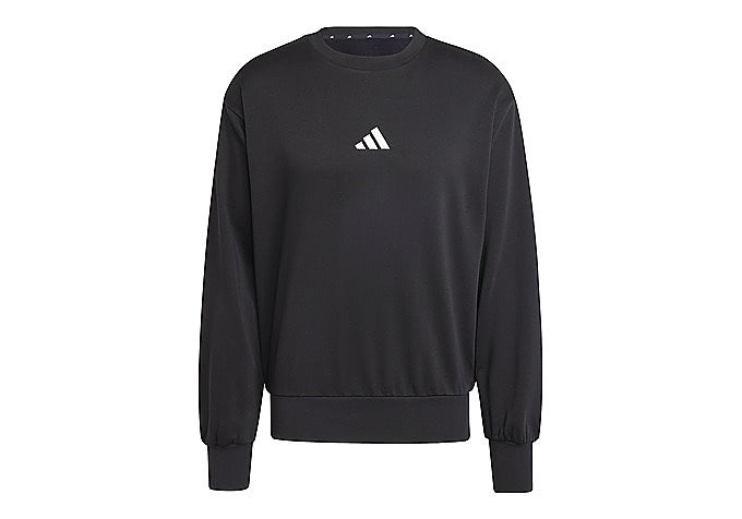 Sudadera adidas Essentials Feelcozy negra con logo blanco