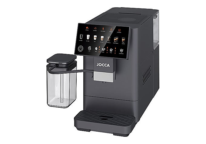 Cafetera superautomática JOCCA con pantalla táctil y sistema de leche