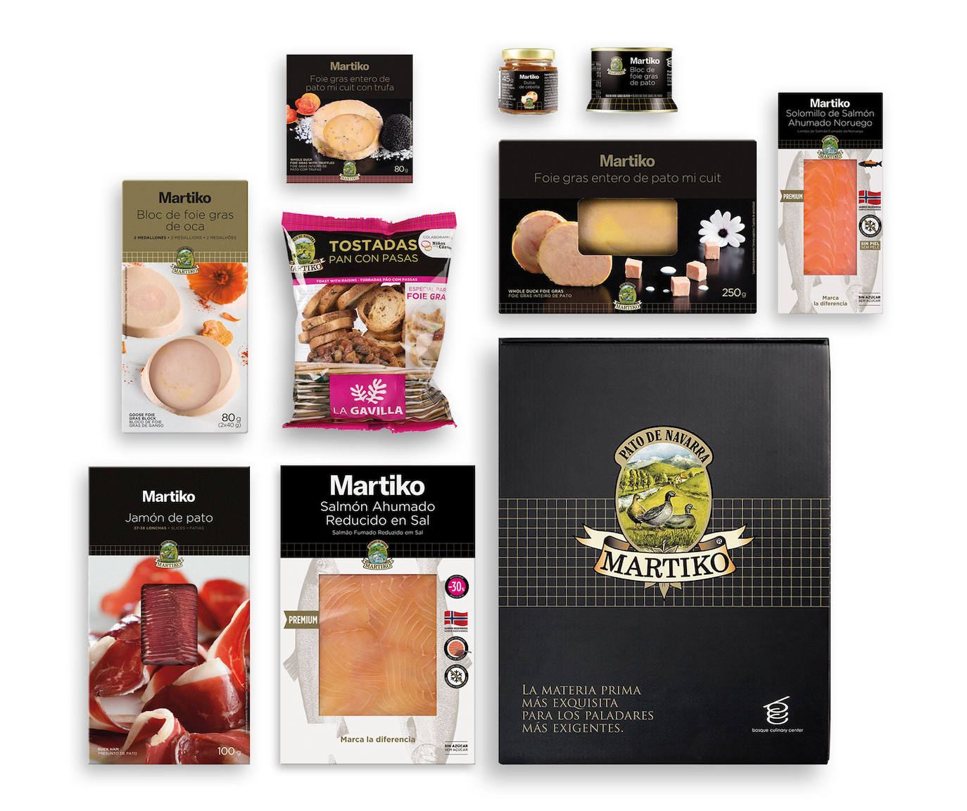 Un pack para montarse una velada de a dos puede ser el regalo ideal este 14 de febrero. Con garantía de calidad son los de Martiko. La empresa navarra ofrece 'Mis favoritos de pato' (57 euros), que incluye bloc de foie gras de pato, oca, paté Martiko Superior, confit y tostadas de pan de pasas, o 'Mar y Montaña Premium' (79), con foie gras entero de pato, la gama de bloc, ahumados como el solomillo de salmón o salmón noruego reducido en sal. Por San Valentín, con diez por ciento de descuento y envío gratis.