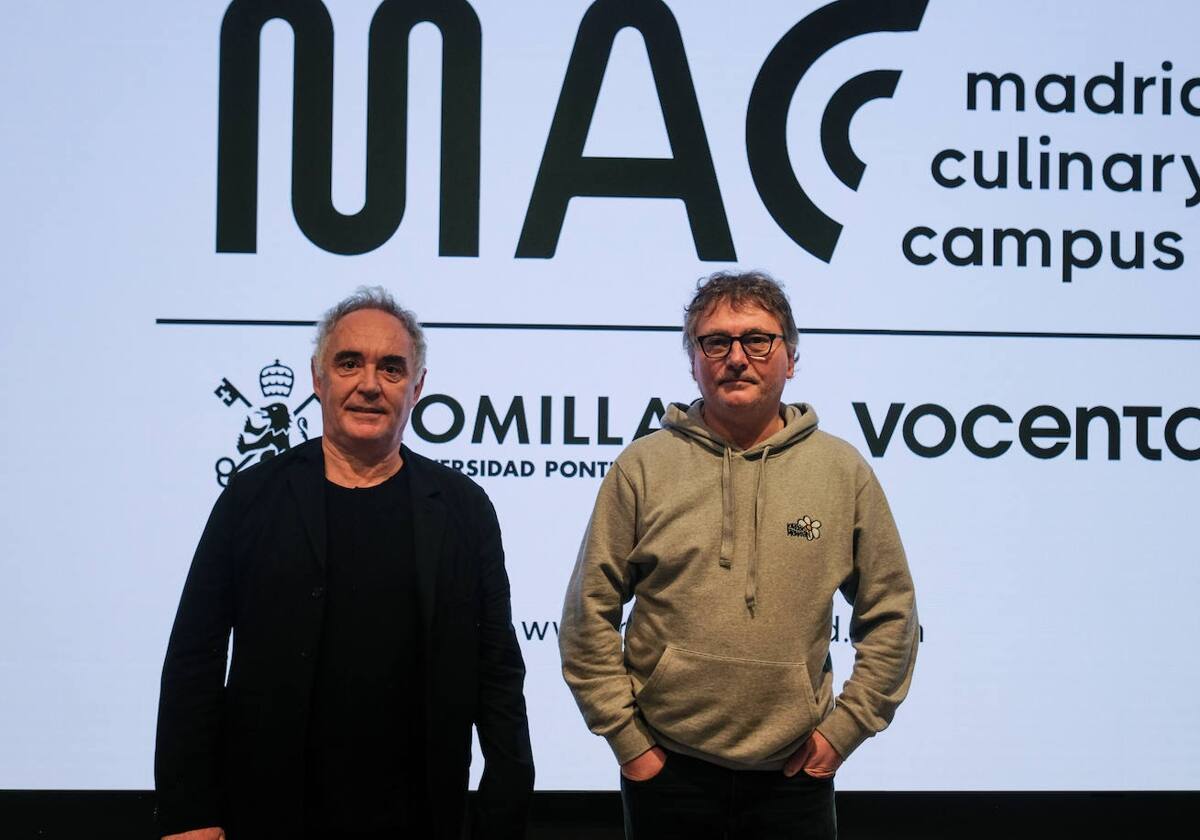 Ferran Adrià y Andoni Luis Aduriz, durante la presentación de Madrid Culinary Campus