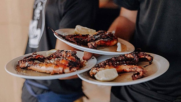 Pulpo a la brasa del chiringuito El Líos, en Lorca