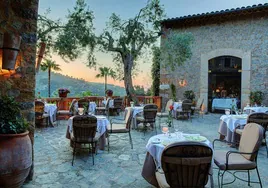 La terraza del restaurante gastronómico El Olivo, en Mallorca