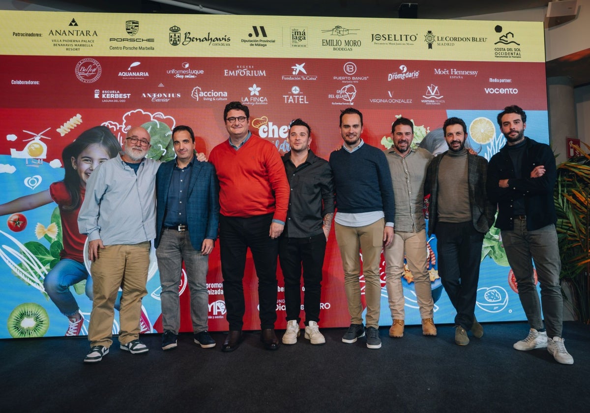 Algunos de los chefs participantes en Chefs for Children 2025 durante su presentación oficial en Madrid, en la sede de Vocento, 'media partner' del evento soliario