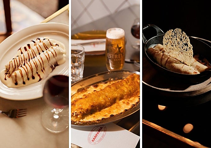 Canelones de Tomás Abellán, en el Bar Alegría; de Colmado Carpanta; y de Alain Guiard, en el Hotel Wittmore.