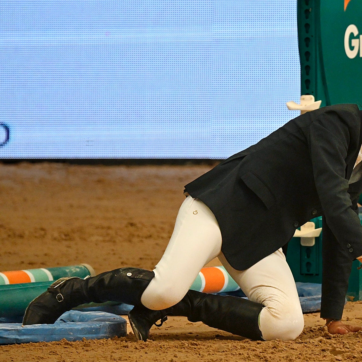 La Infanta Elena sufre una caída del caballo durante una competición