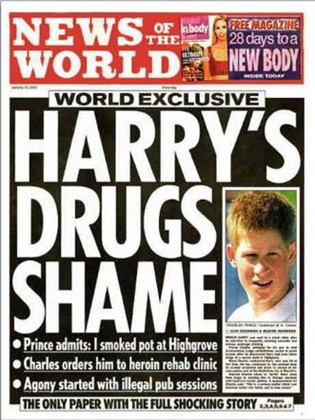 Portada hablando del Príncipe Harry y las drogas