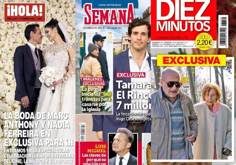 Esta semana las revistas se centran en tres bodas: la de Marc Anthony, Carlos Herrera y Tamara Falcó