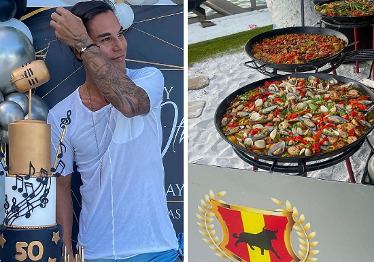 Julio Iglesias Jr. en su 50 cumpleaños junto a las polémicas paellas