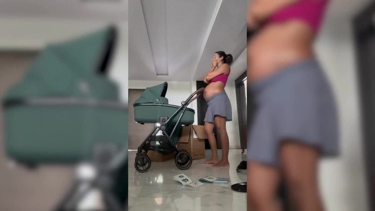 Cristina Pedroche se emociona montando por primera vez el carrito del bebé