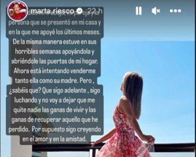 Marta Riesco se enfrenta a la traición de su mejor amiga