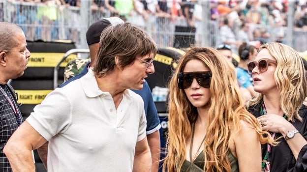 Shakira y Tom Cruise durante el Grand Prix de Miami