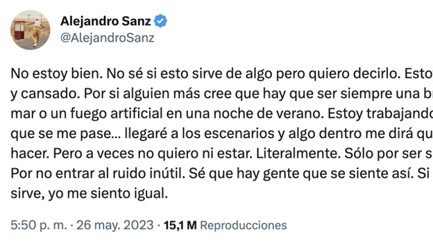 El motivo por el que Alejandro Sanz ha recuperado la sonrisa