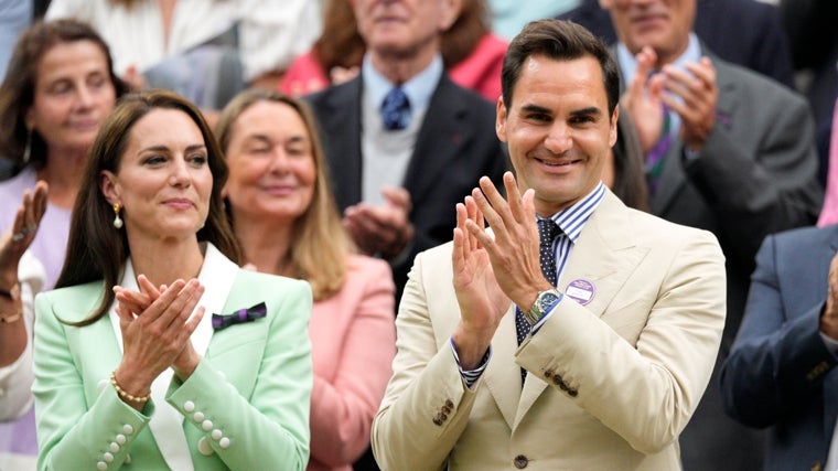 Kate Middleton junto a Roger Federer en Wimbledon