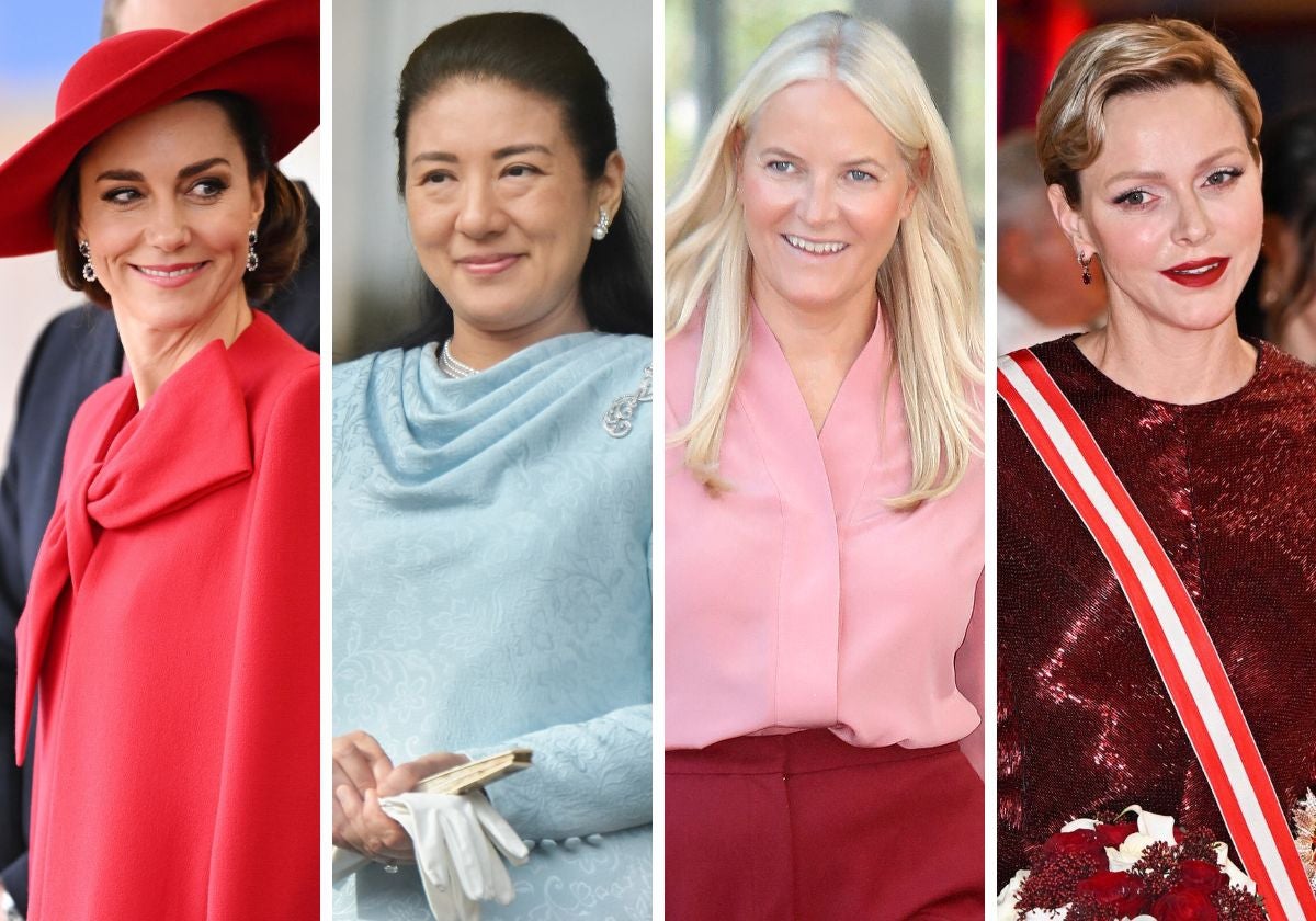 De izquierda a derecha; Kate Middelton, Masako de Japón, Mette-Marit de Noruega y Charlène de Monaco