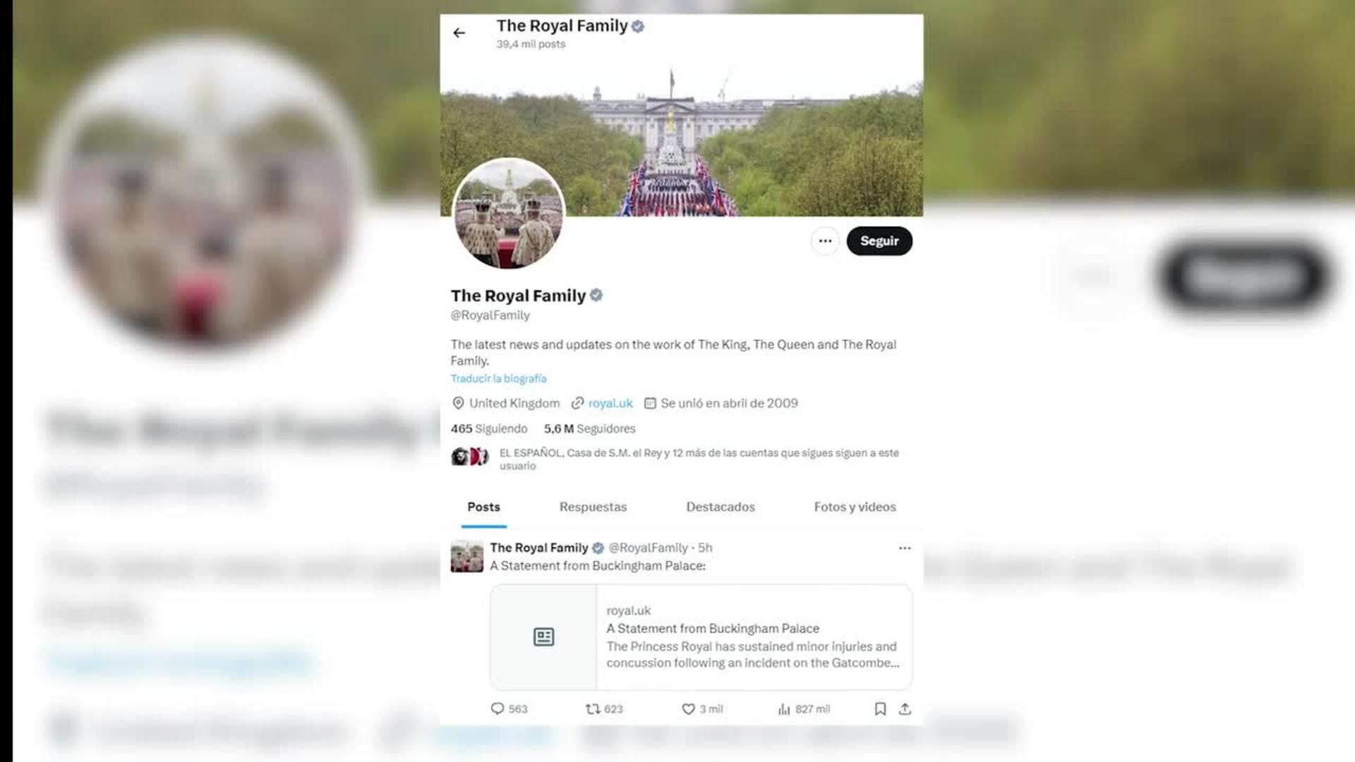 La Princesa Ana de Inglaterra, ingresada con una conmoción cerebral tras sufrir un accidente