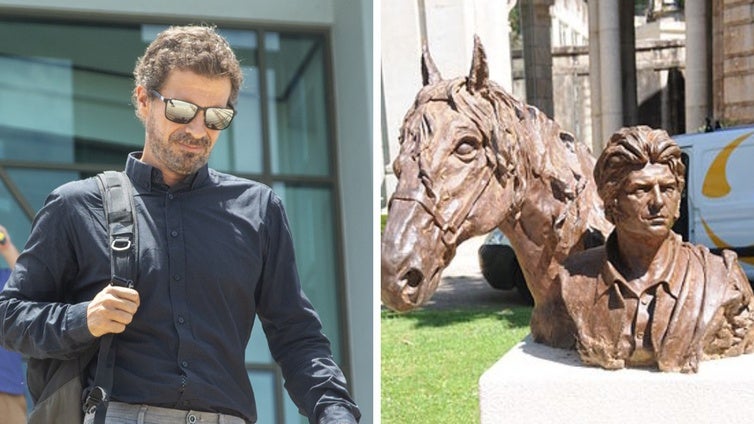 Vandalizan y retiran la escultura del actor Sancho Gracia en Mondariz tras la condena de su nieto Daniel Sancho