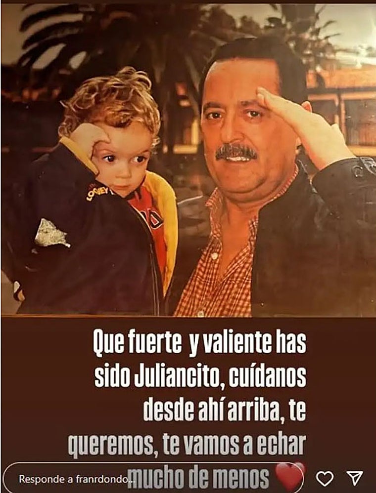 La fotografía de Fran Redondo, nieto de Julián Muñoz, llena de emoción tras la muerte del exalcalde de Marbella