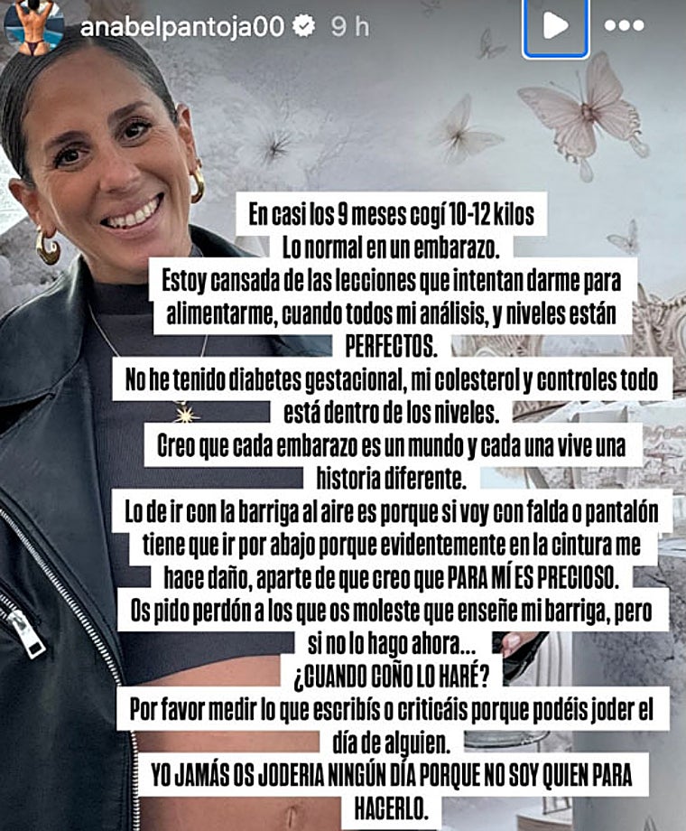 Anabel Pantoja responde a los haters que hablan de su peso: «Cansada de las lecciones»
