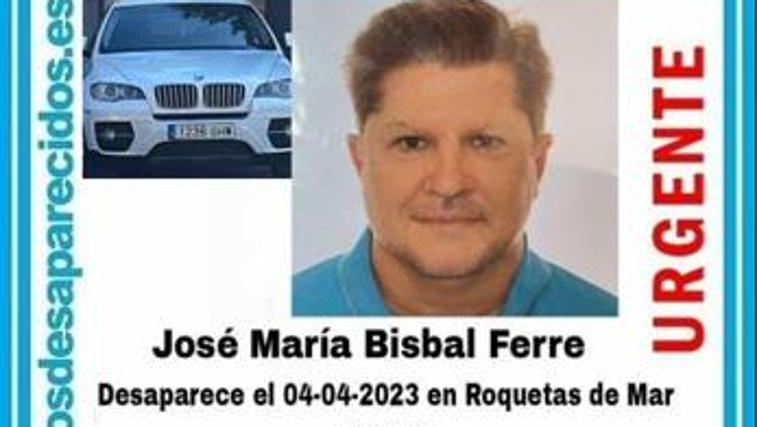 El cartel de desaparecido de José María Bisbal, hermano de David Bisbal