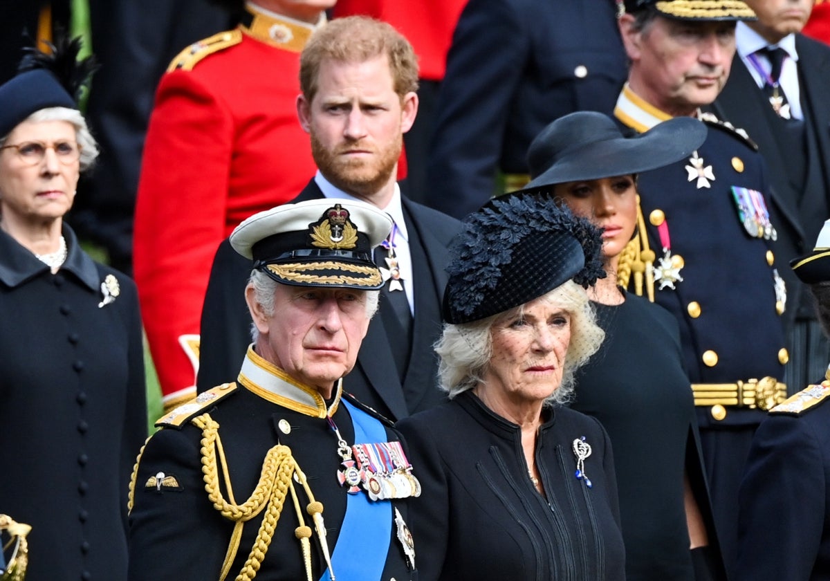 Familia Real británica en el funeral de Isabel II