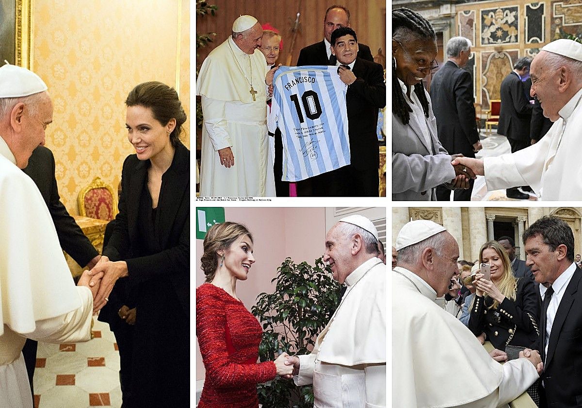 Algunas de las celebrities junto al Papa Francisco