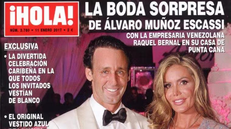 Álvaro Muñoz Escassi en su boda con Raquel Bernal