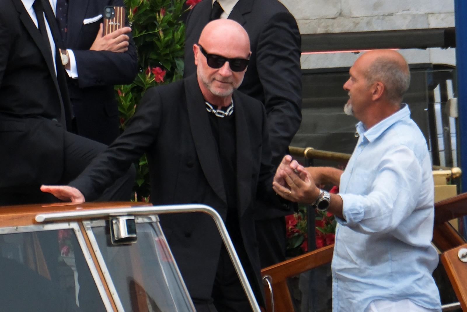 Fashion designer Domenico Dolce leaves Gritti Palace, on the second day of the wedding festivities of Amazon founder Jeff Bezos and journalist Lauren Sanchez.