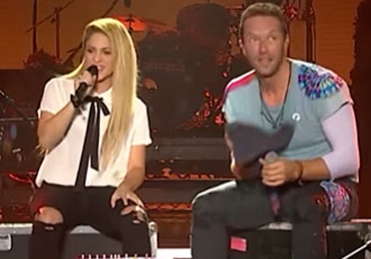 Shakira y Chris Martin, durante su colaboración en 'La Voz'.